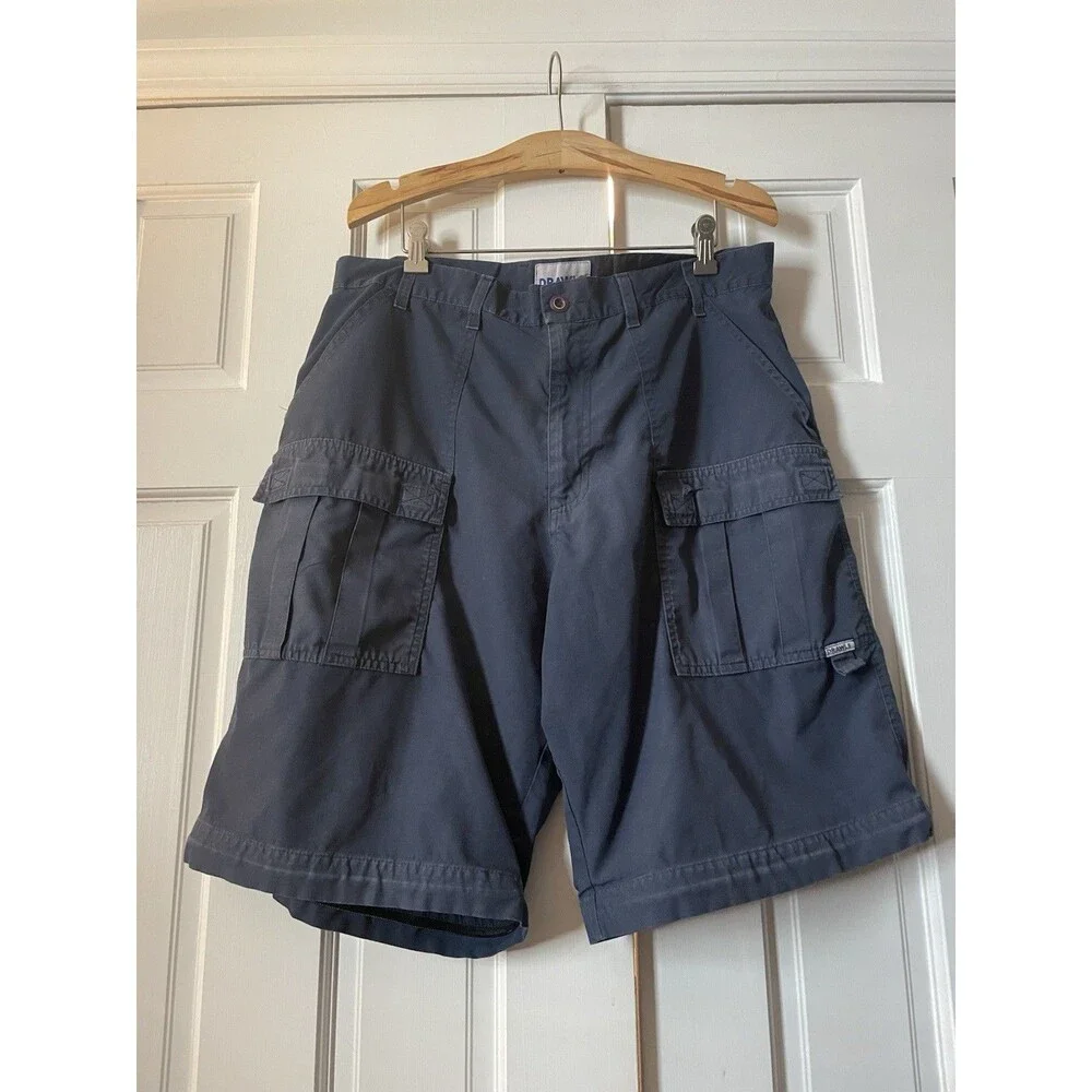 VTG 90s Drawls USA Skate Cargo Shorts Navy Blue Mens 36 Baggy Old Skate Blind